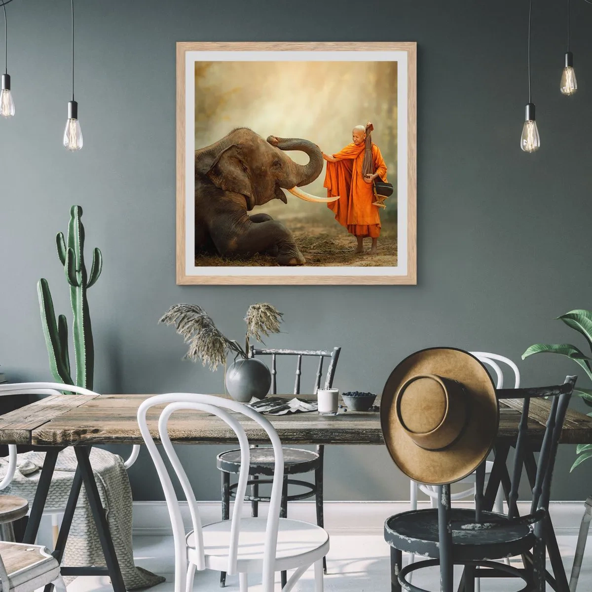 Affisch i ram av ljusek - Ett möte under resan - 60x60 cm