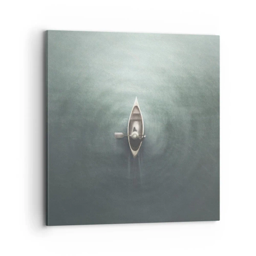 Canvastavla - Bild på duk - Över en månbelyst sjö - 70x70 cm