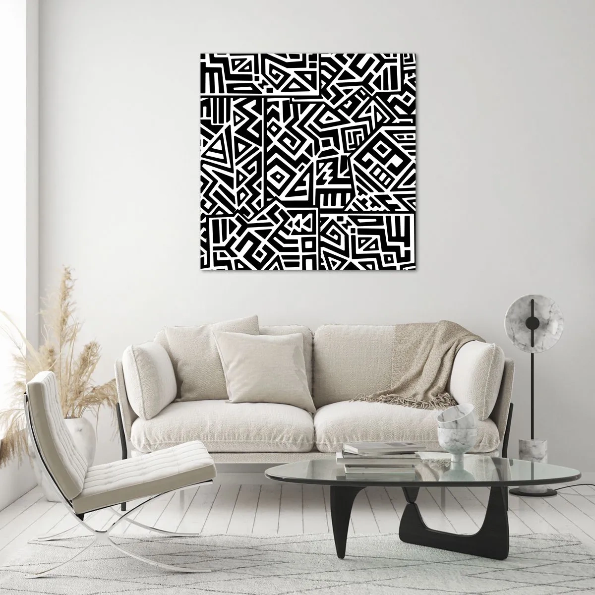 Glastavla - Bild på glas - Prekolumbisk komposition - 50x50 cm