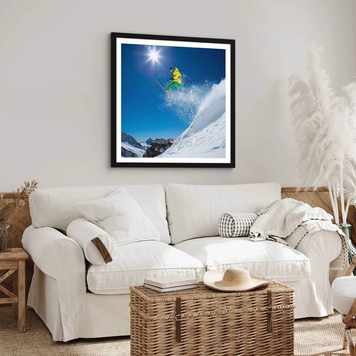 Affisch i svart ram - Dansar med fjällen - 60x60 cm