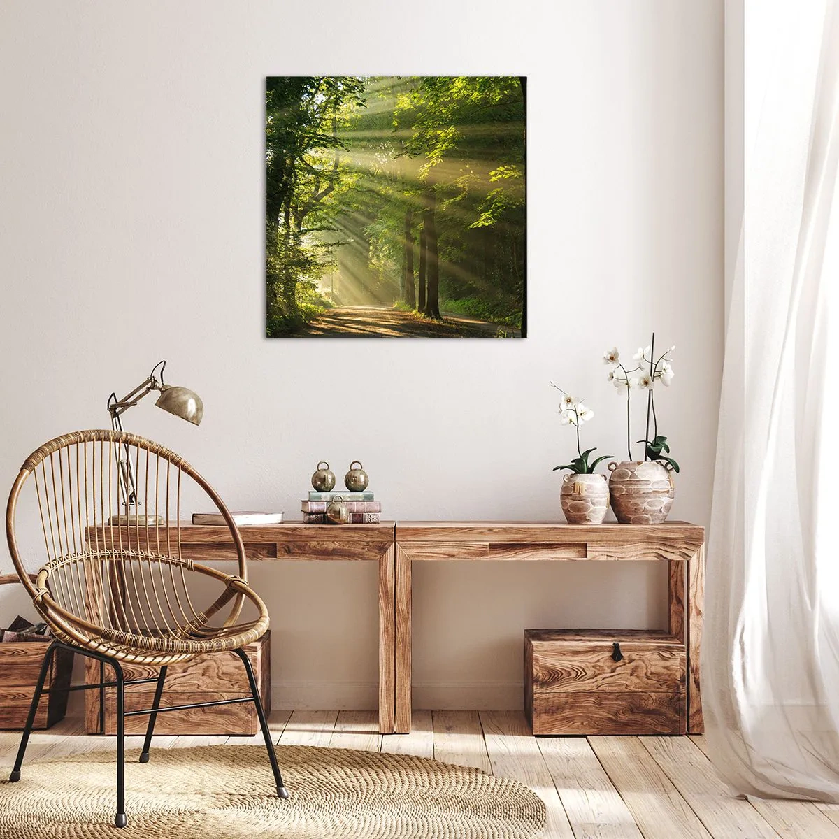 Canvastavla - Bild på duk - En stund i skogen - 60x60 cm