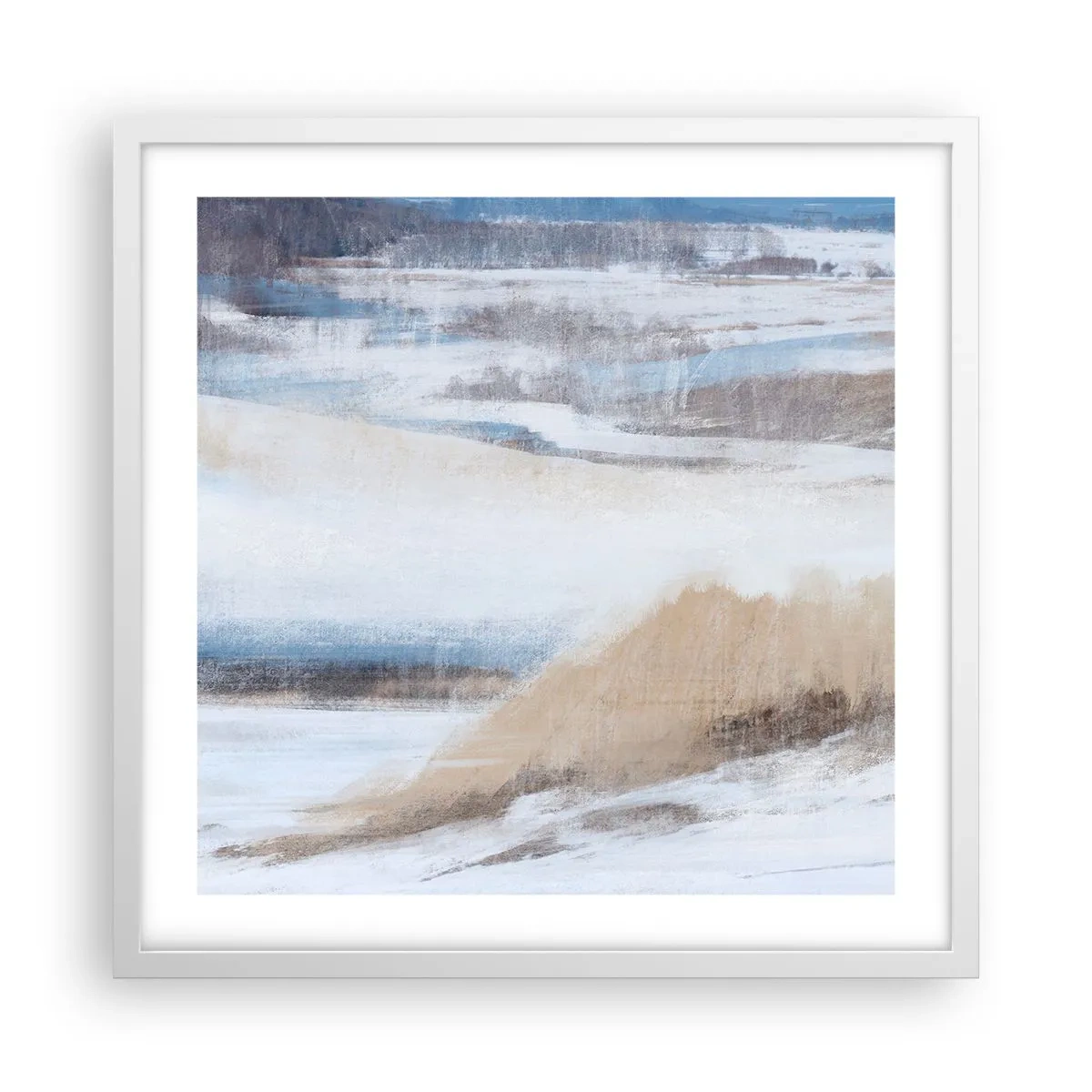 Affisch i vit ram - Vinterkomposition - 50x50 cm