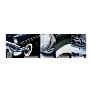 Provbit av fototapet Premium Canvas - Klassik i silver, svart och vit - Bil, Bil, vit och svart - 100x30 cm