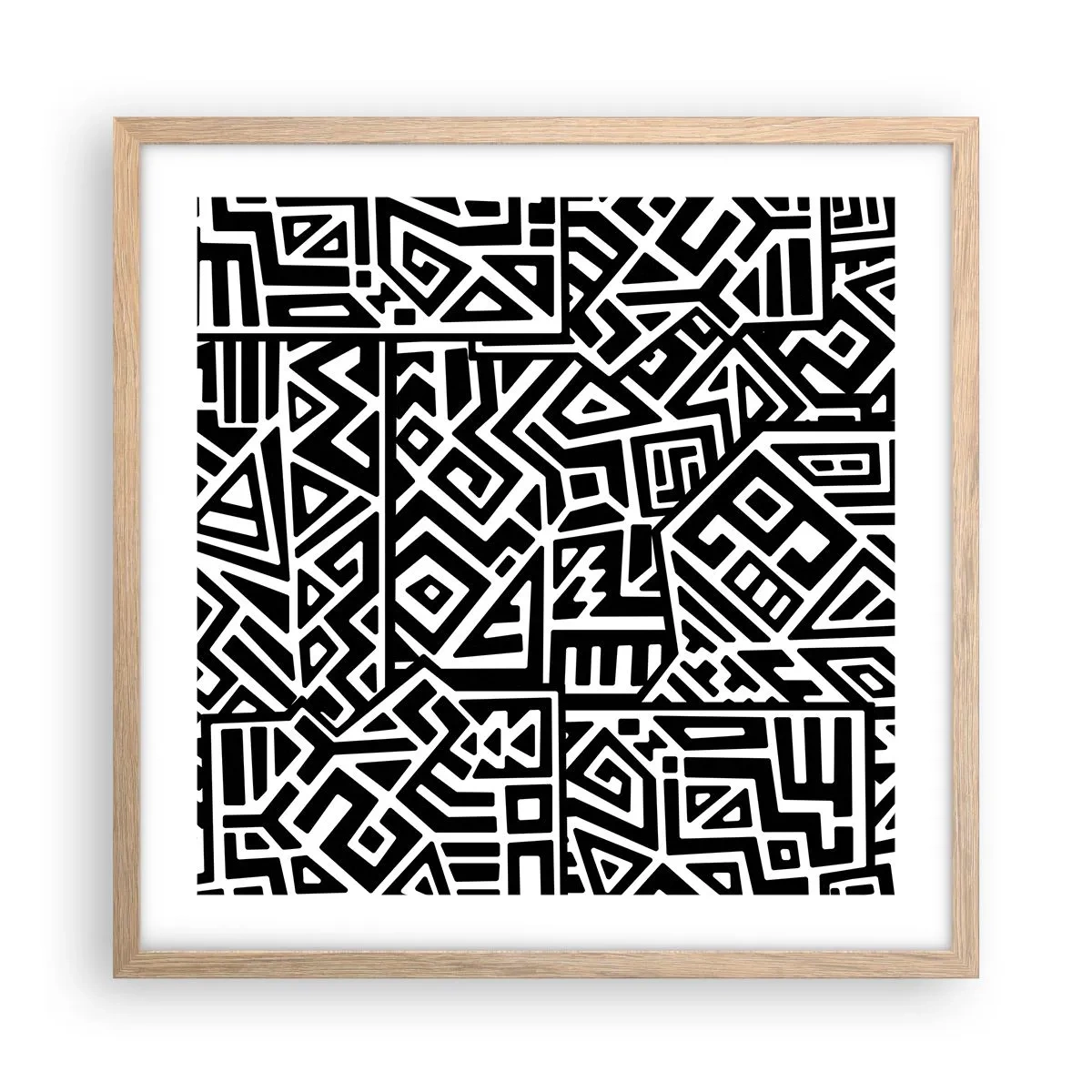 Affisch i ram av ljusek - Prekolumbisk komposition - 50x50 cm