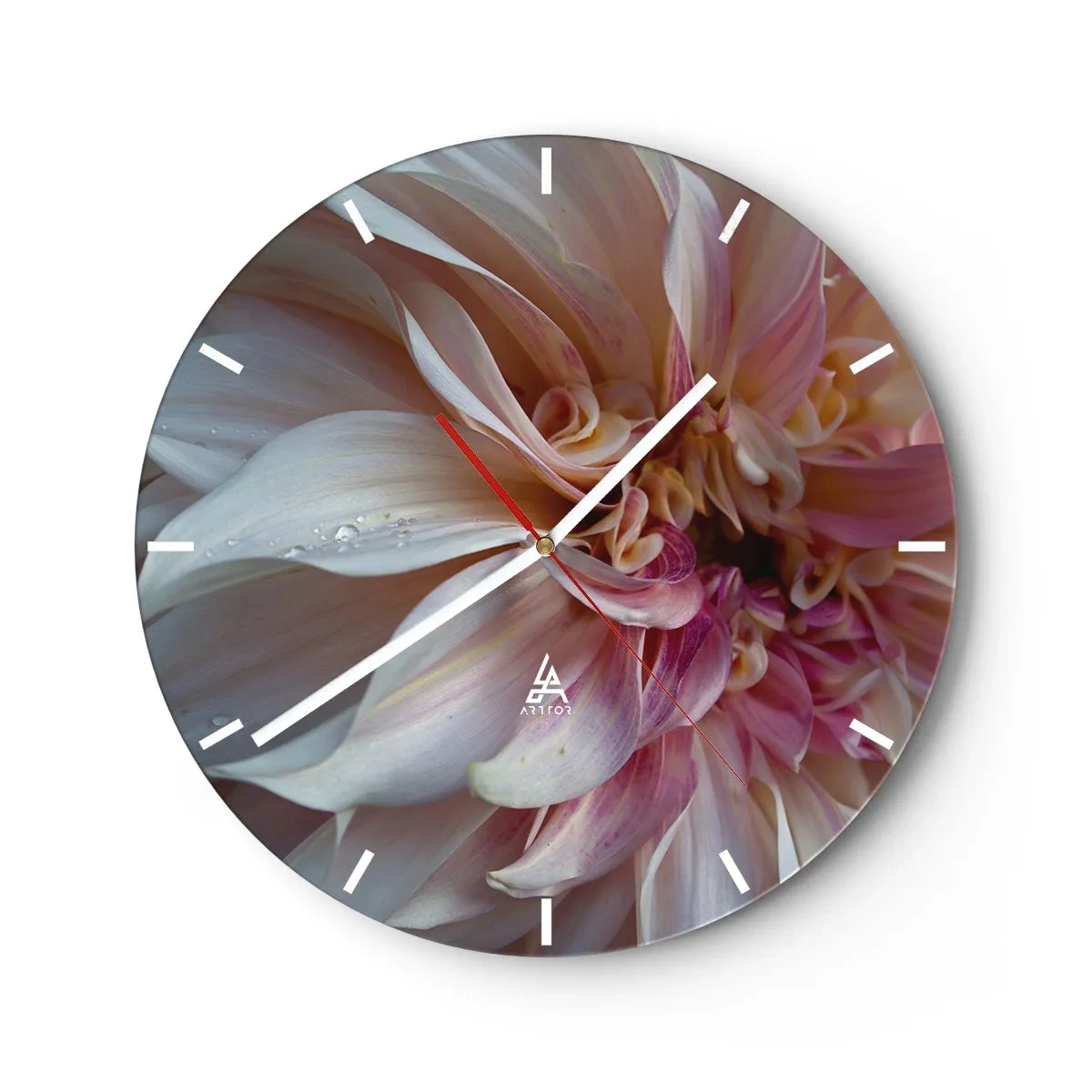 Väggklocka - Klocka på glas - Blommande friskhet - 40x40 cm