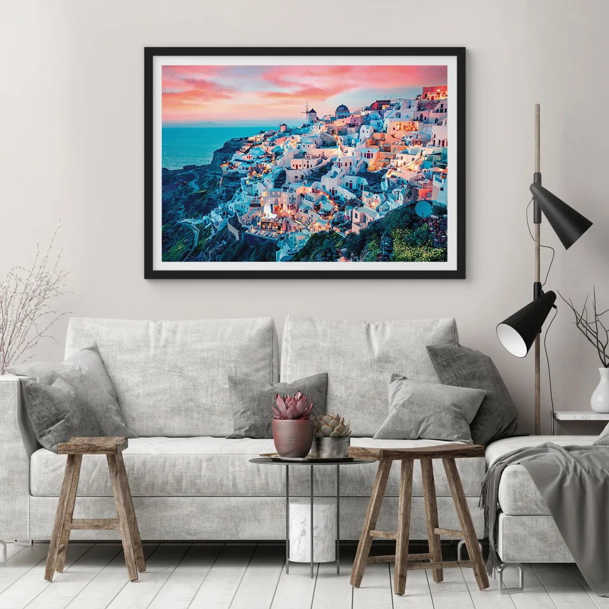 Affisch i svart ram - Din stora grekiska semester - 91x61 cm