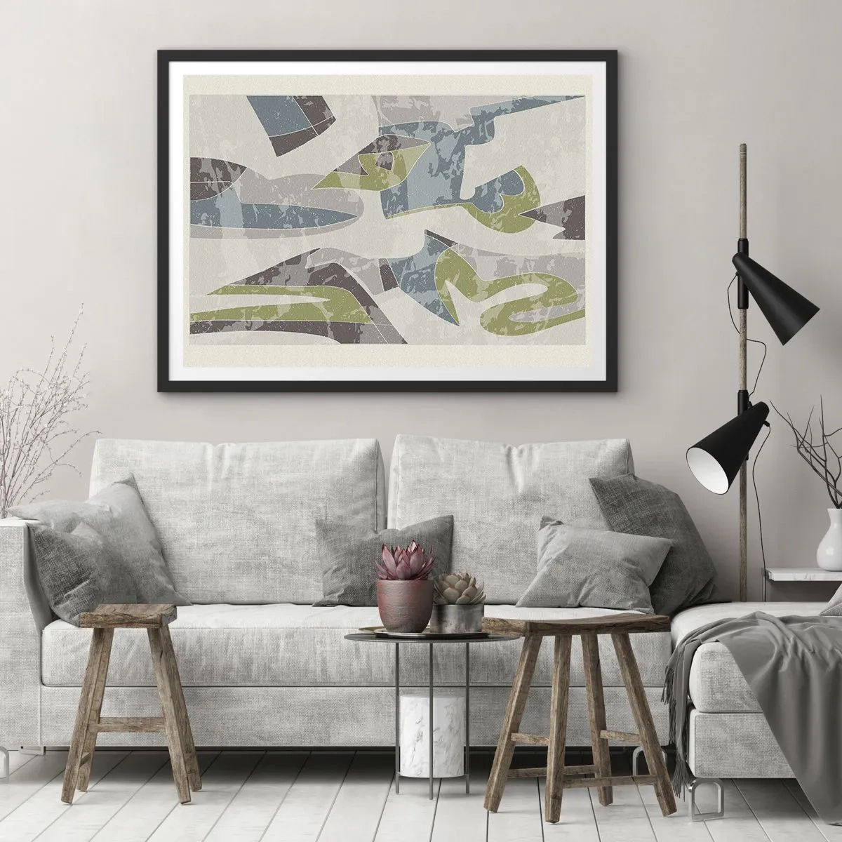 Affisch i svart ram - Komposition bakom glas - 50x40 cm