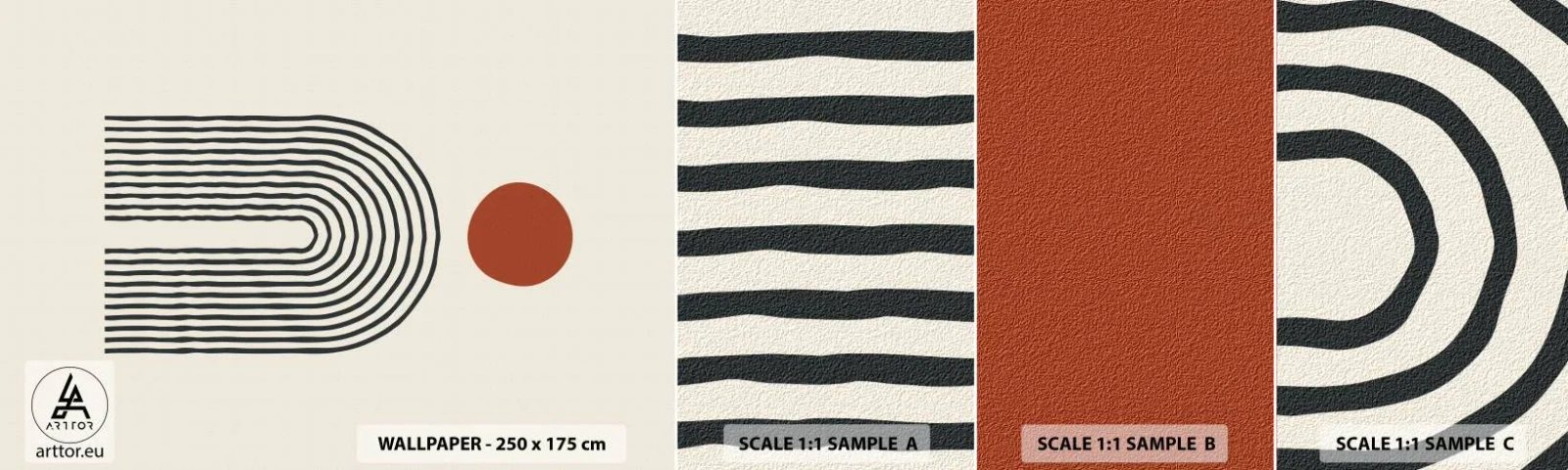 Fototapet Prov Standard Eco - Formernas och färgernas magnetism - Abstraktion, Grafik, Modernt mönster - 100x30 cm