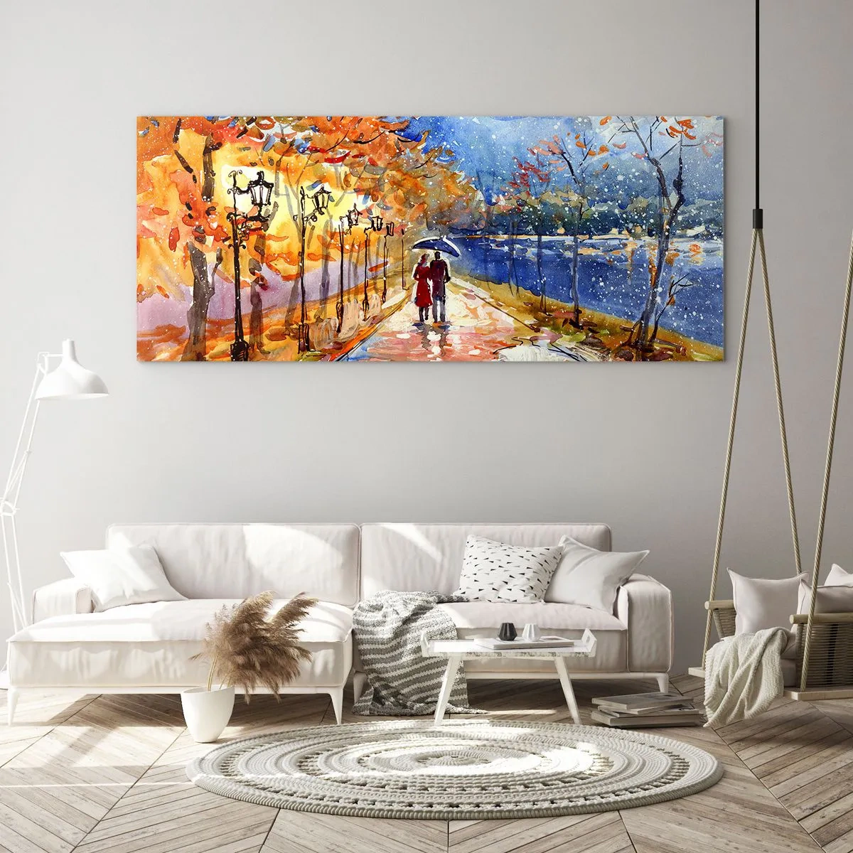 Glastavla - Bild på glas - Tillsammans mot tidens gräns - 100x40 cm