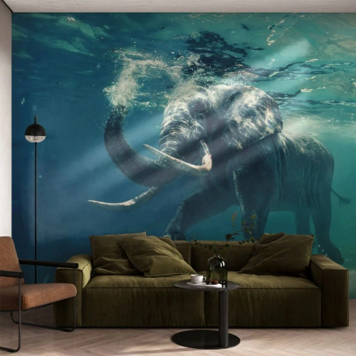 Självhäftande Fototapet Deluxe Sticker - Alla tycker om att simma - Abstraktion, Elefant, Bit - 500x350 cm