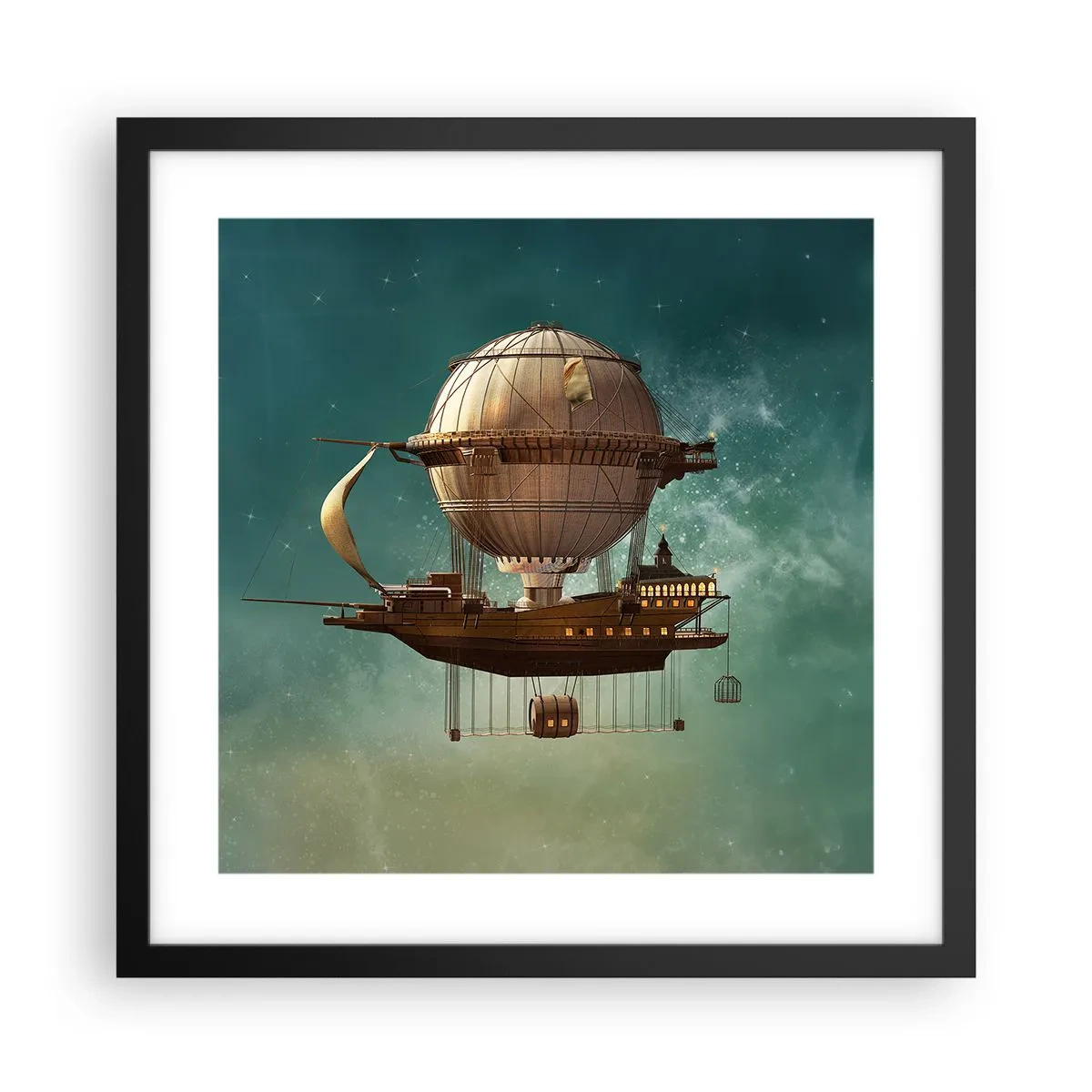 Affisch i svart ram - Jules Verne hälsar - 40x40 cm