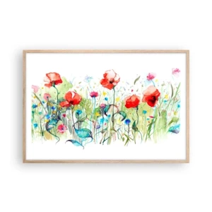 Affisch i ram av ljusek - Majblommande äng - 91x61 cm