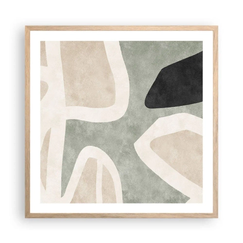 Affisch i ram av ljusek - Komposition med svart motiv - 60x60 cm