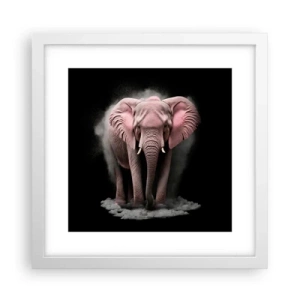 Affisch i vit ram - Tänk inte på en rosa elefant! - 30x30 cm