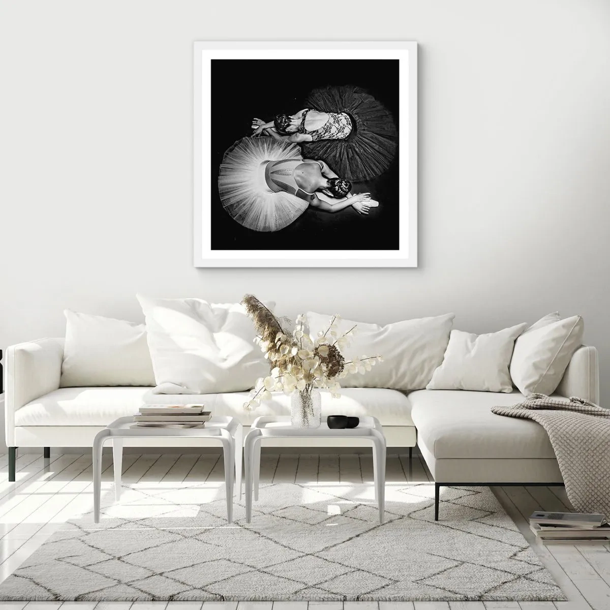 Affisch i vit ram - Jin och jang – den perfekta balansen - 60x60 cm