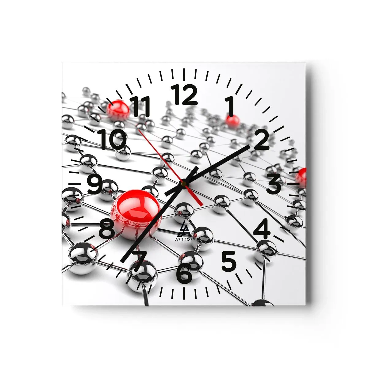 Väggklocka - Klocka på glas - Silvernät - 30x30 cm