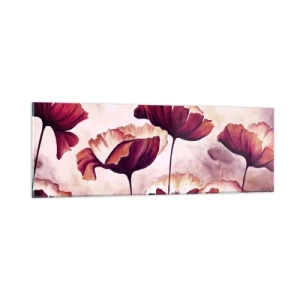 Glastavla - Bild på glas - Röd och vit flinga - 90x30 cm