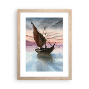 Affisch i ram av ljusek - Kväll i hamnen - 30x40 cm