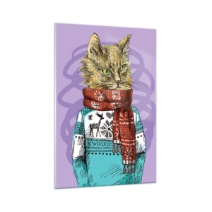 Glastavla - Bild på glas - Mästerkatten - 70x100 cm