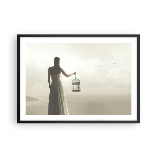 Affisch i svart ram - Var fri - 70x50 cm