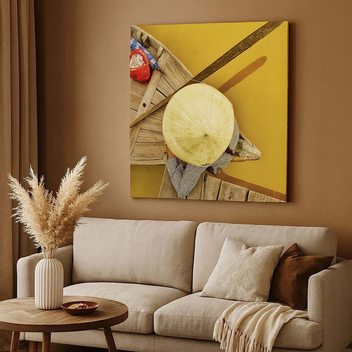 Canvastavla - Bild på duk - Liv på den gula floden - 30x30 cm