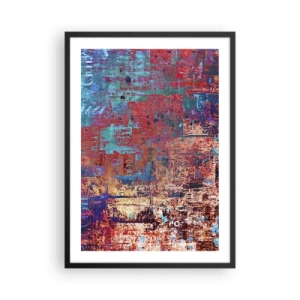 Affisch i svart ram - Färgglad abstraktion med intensiva nyanser av rött och blått - 50x70cm - Minne och icke-minne - Modern väggdekoration för vardagsrum och sovrum ARTTOR