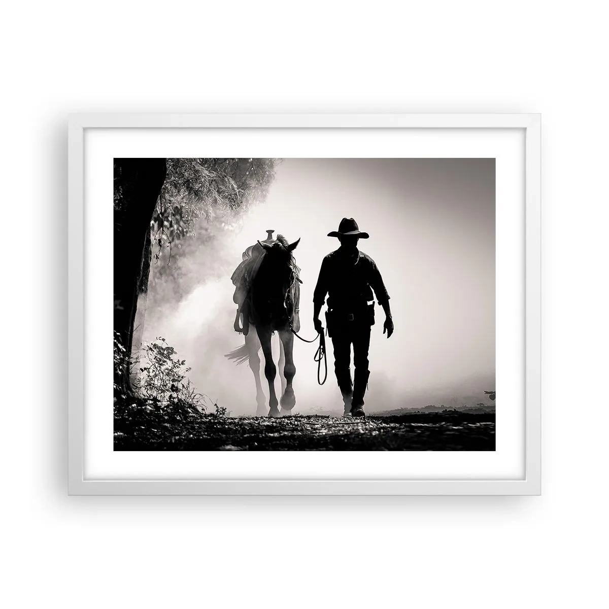 Affisch i vit ram - En morgon i Texas - 50x40 cm