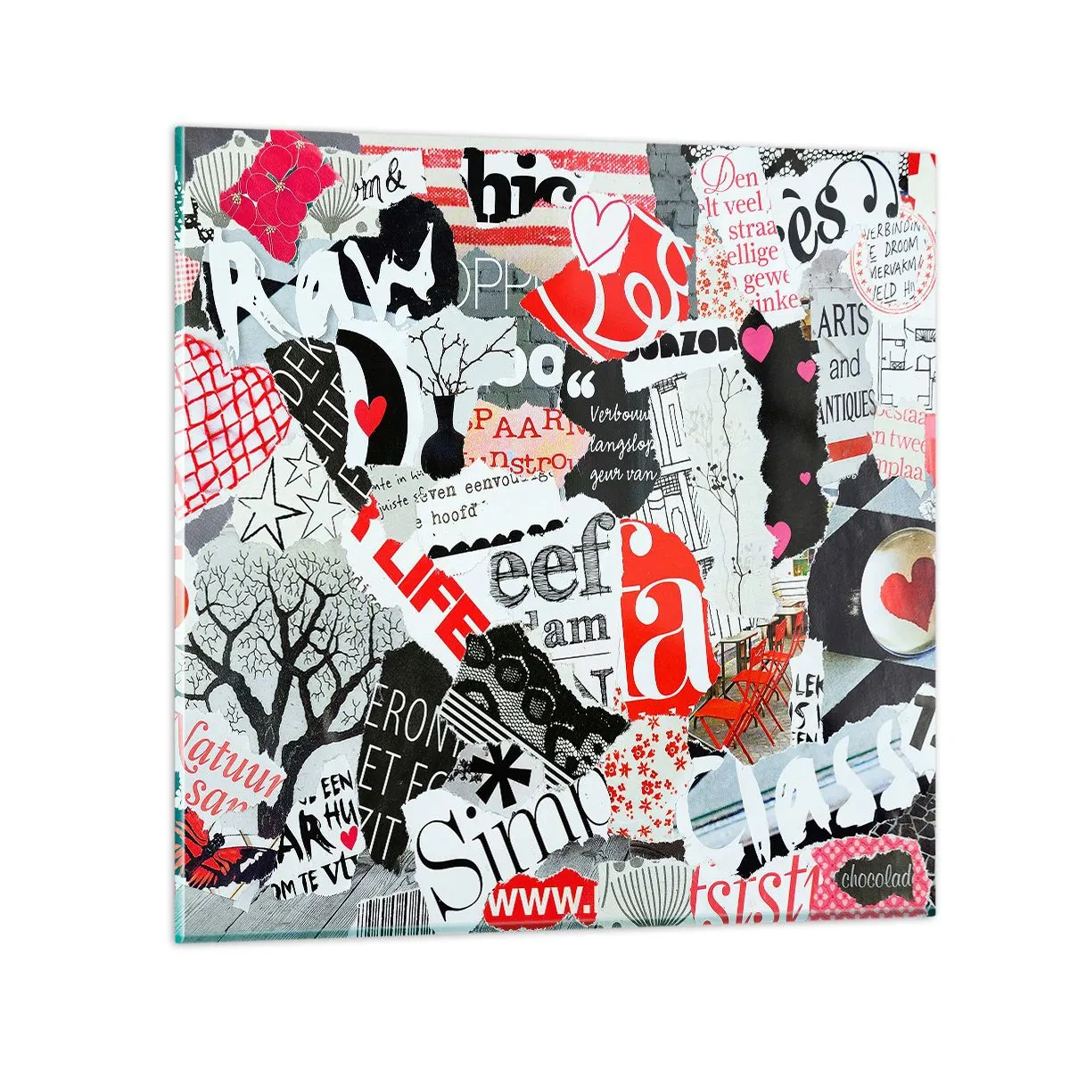 Glastavla - Bild på glas - Hipster collage - 60x60 cm