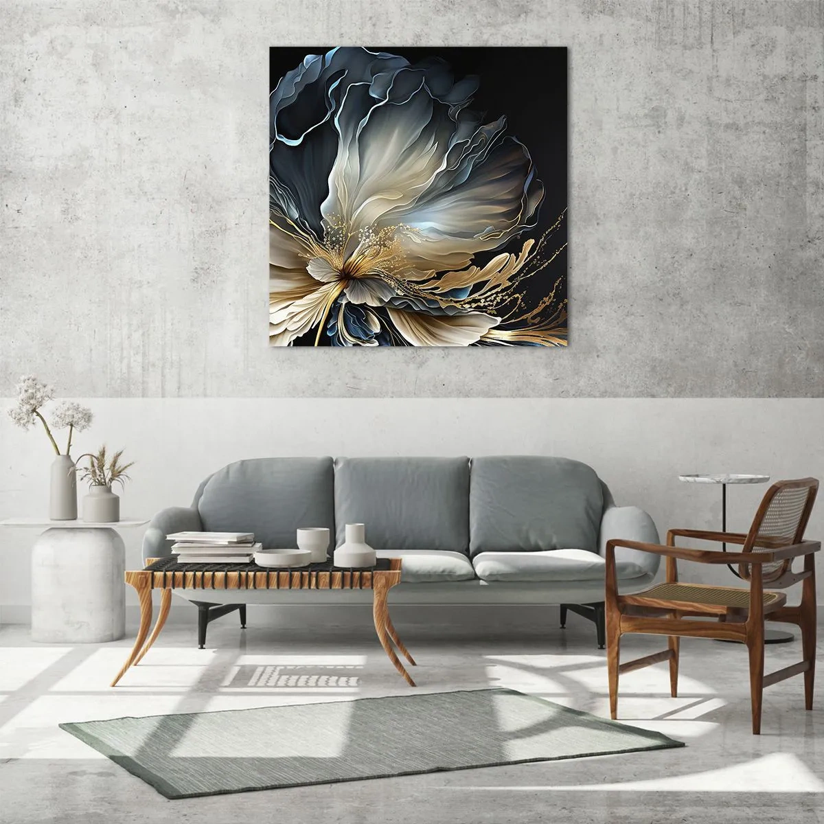 Glastavla - Bild på glas - Sagolik ormbunksblomma - 70x70 cm