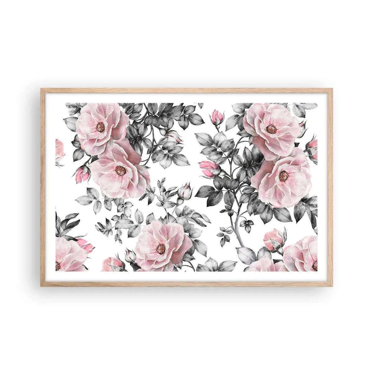 Affisch i ram av ljusek - Tappa sig i rosblommorna - 91x61 cm