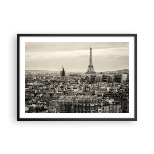 Affisch i svart ram - Över Paris tak - 70x50 cm