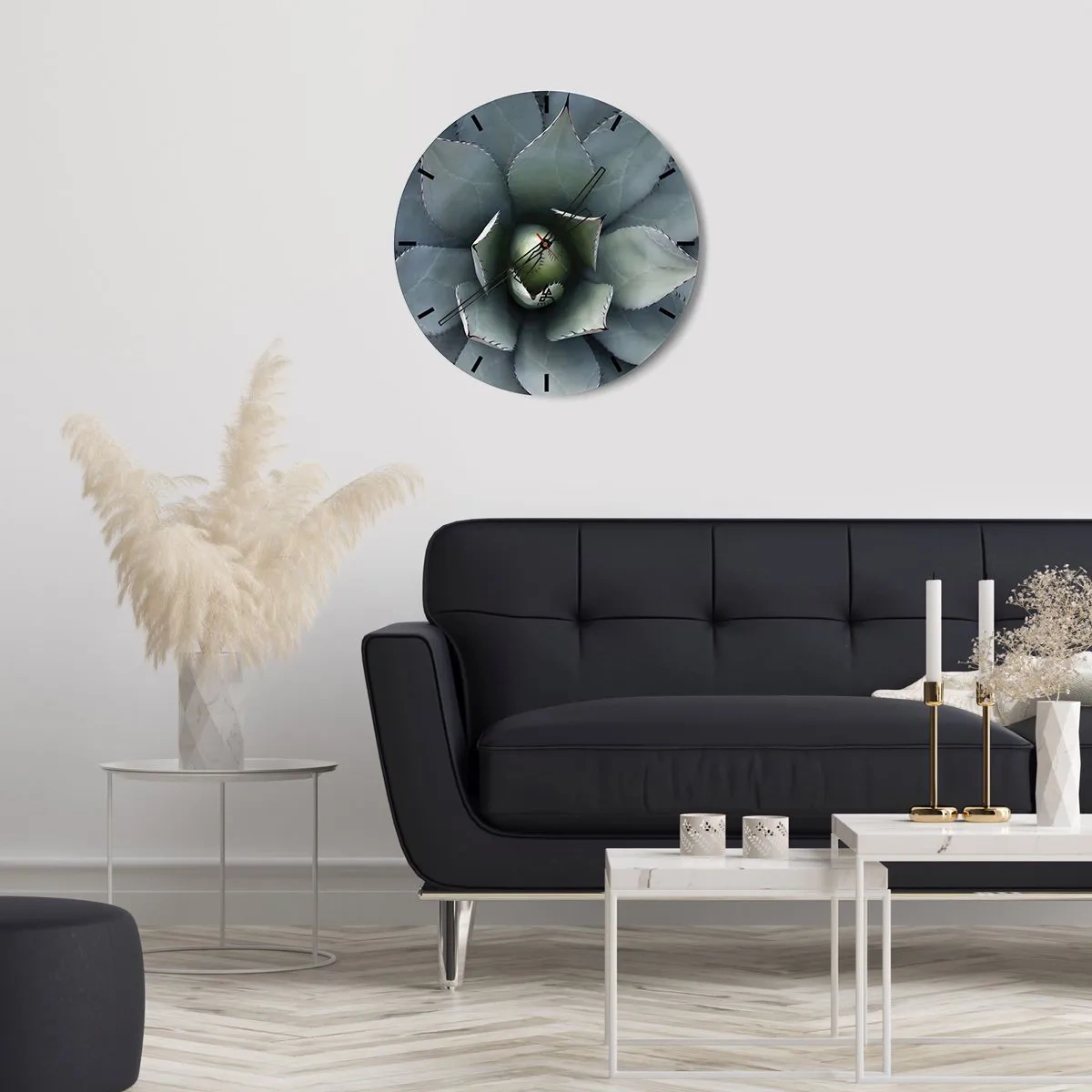 Väggklocka - Klocka på glas - Lockar och varnar - 40x40 cm