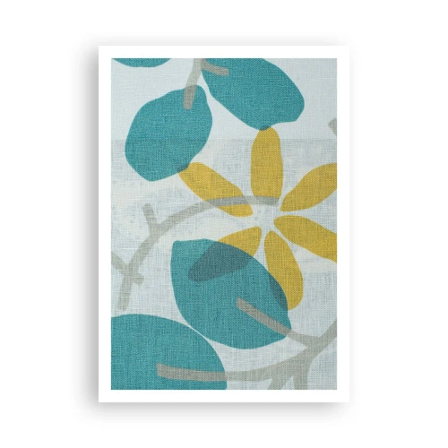 Affisch - Bland azurblå blad - 70x100 cm