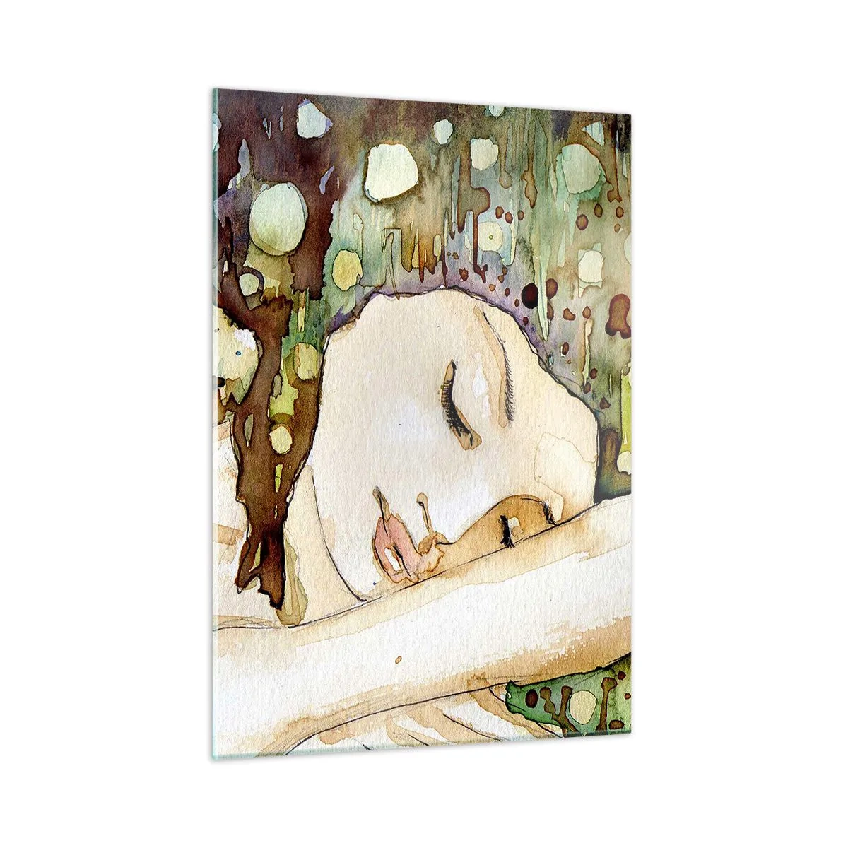 Glastavla - Bild på glas - Smaragd-viol dröm - 50x70 cm