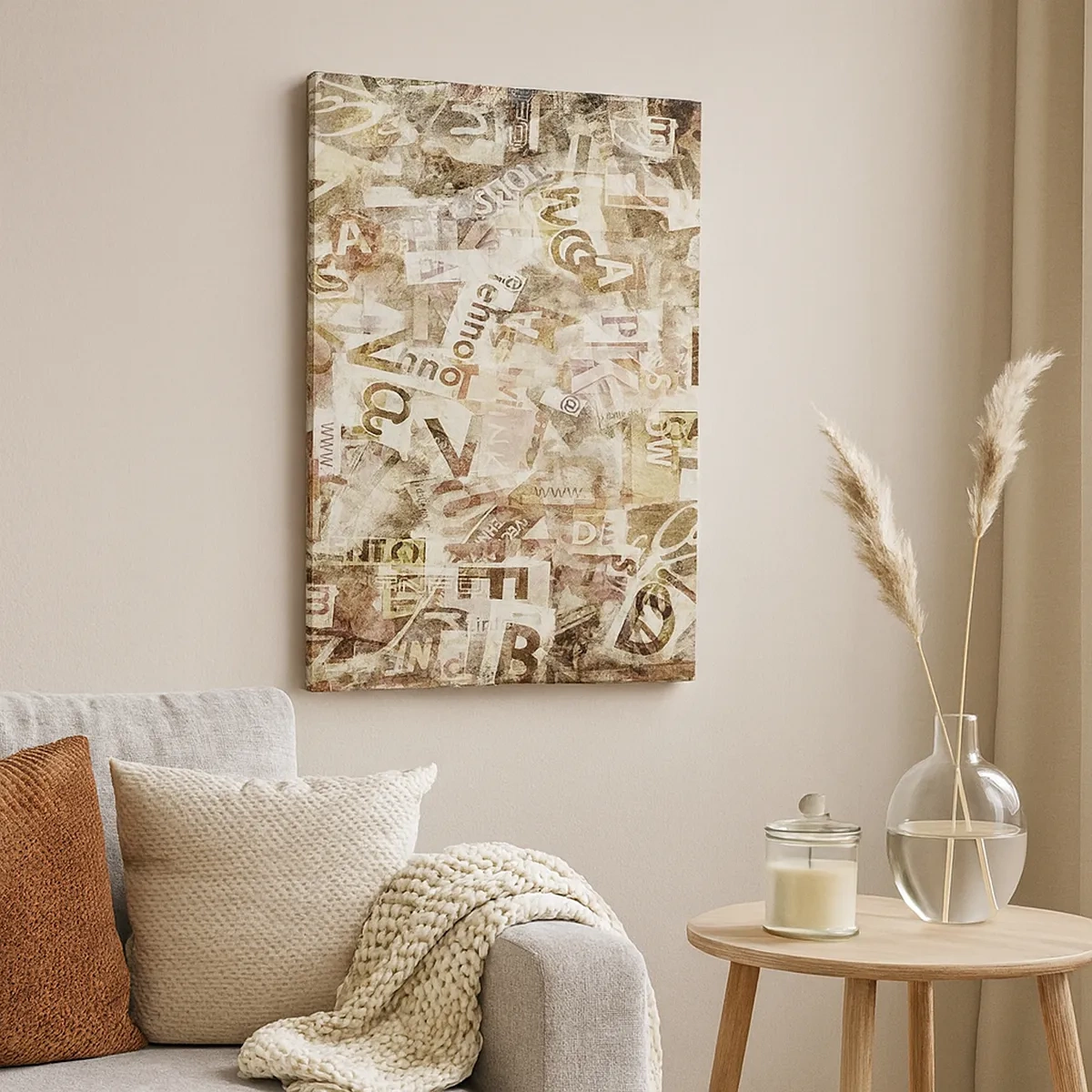 Canvastavla - Bild på duk - Snacket reduceras till enstaka bokstäver - 50x70 cm