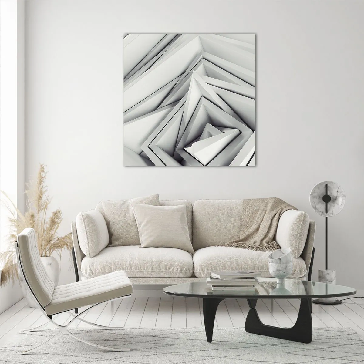 Glastavla - Bild på glas - Blommande vassa kanter - 70x70 cm