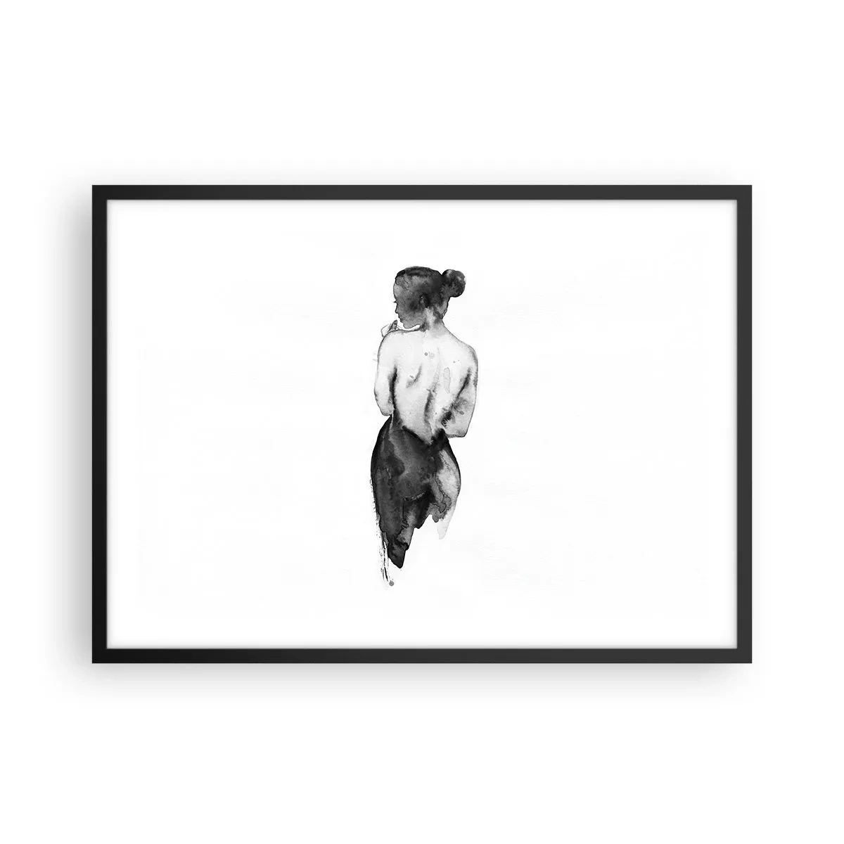 Affisch i svart ram - Världen försvinner i hennes närvaro - 70x50 cm