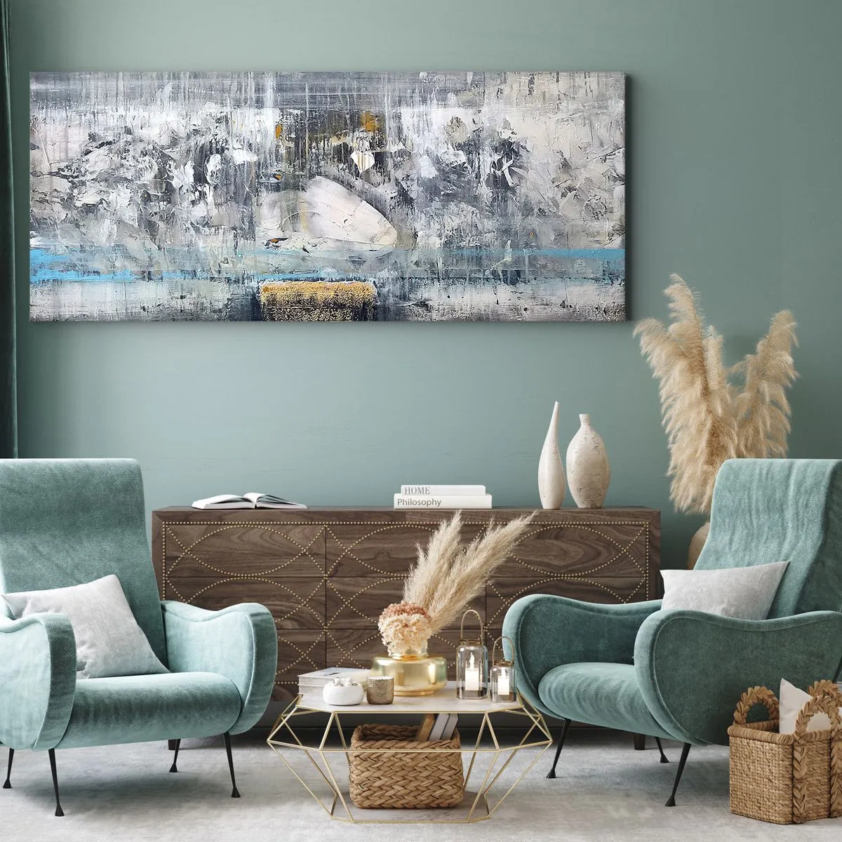 Canvastavla - Bild på duk - På is och klumpar - 100x40 cm