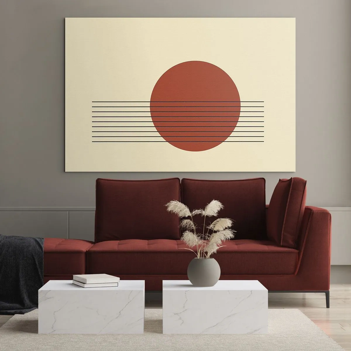 Glastavla - Bild på glas - Cirkel och linjer - 120x80 cm