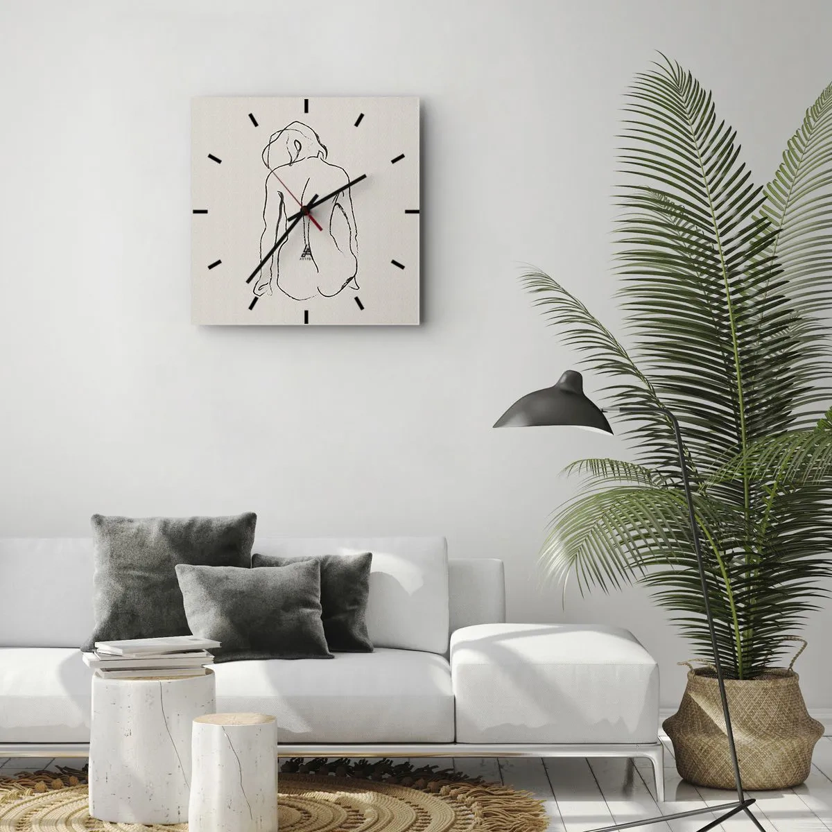 Väggklocka - Klocka på glas - Naken flicka - 40x40 cm