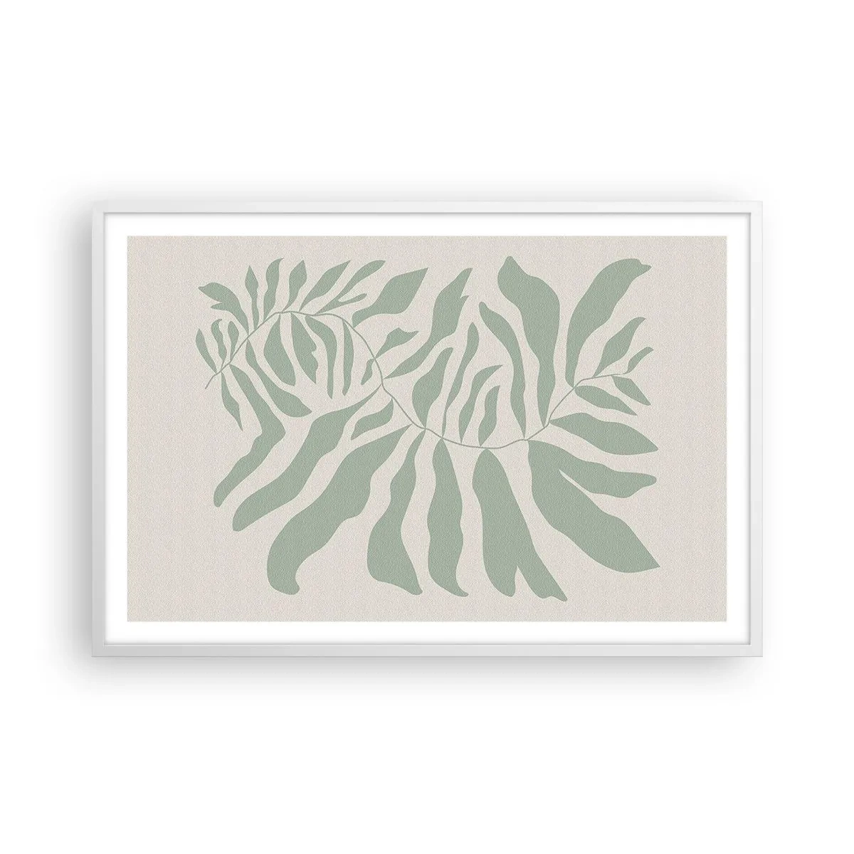 Affisch i vit ram - Smaragdgrön gren - 91x61 cm