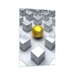 Glastavla - Bild på glas - Varför jag? Geometrisk komposition - 70x100 cm