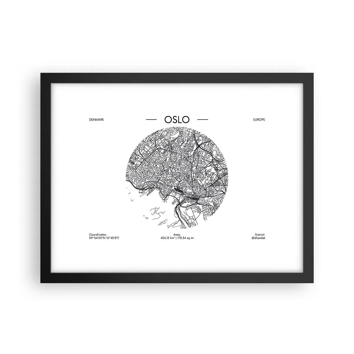 Affisch i svart ram - Oslos anatomi - 40x30 cm