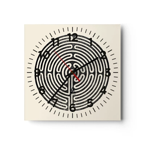 Väggklocka - Klocka på glas - Mystisk ordning - 40x40 cm