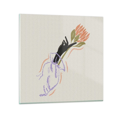 Glastavla - Bild på glas - En systerlig beröring - 70x70 cm