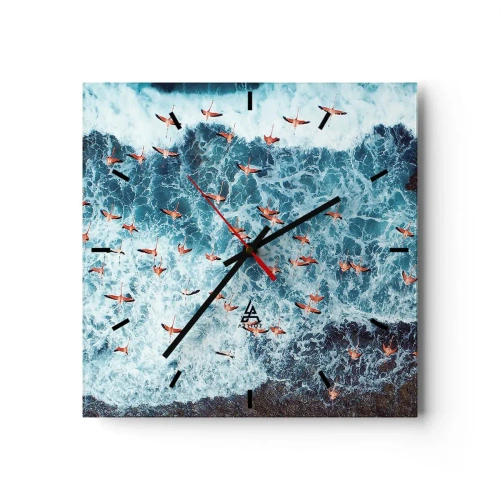 Väggklocka - Klocka på glas - Kustparad - 30x30 cm