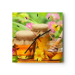 Väggklocka - Klocka på glas - Sött och blommigt - 40x40 cm