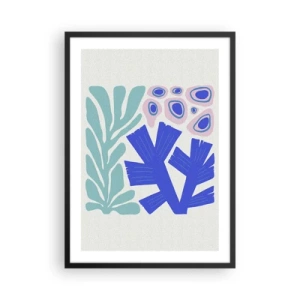 Affisch i svart ram - Stiliserad grafik av undervattensväxter och koraller - 50x70cm - Undervattensträdgård - Modern väggdekoration för vardagsrum och sovrum ARTTOR