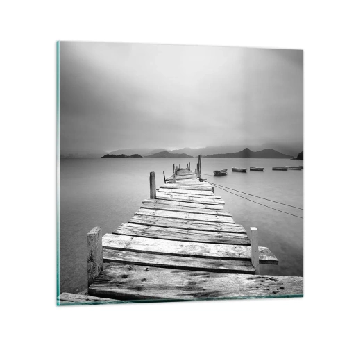 Glastavla - Bild på glas - Bortom bergen och hav - 30x30 cm
