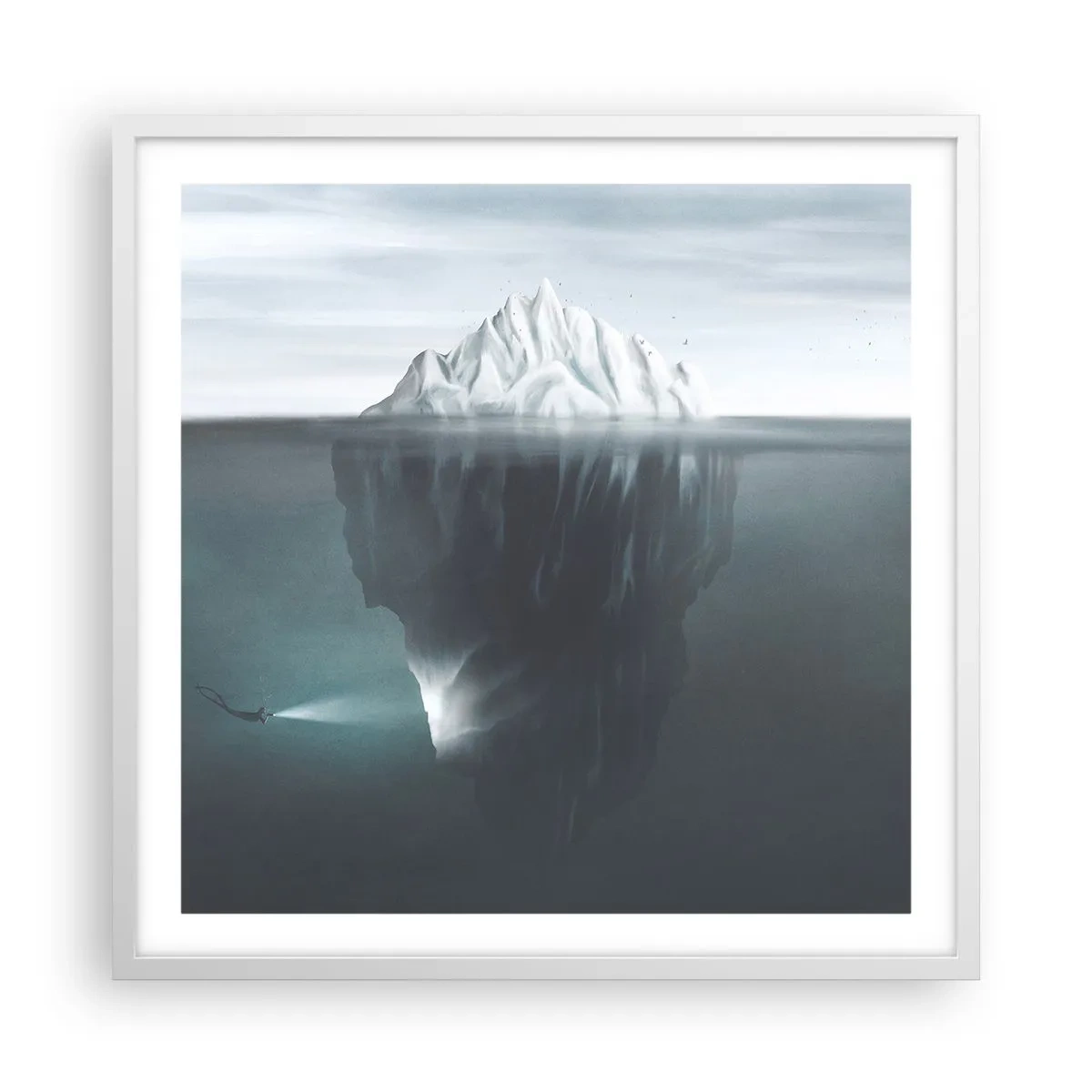 Affisch i vit ram - Undervattensmysterium - 60x60 cm